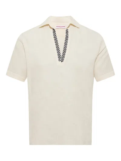Orlebar Brown Ridley Embroidered Short-sleeve Top In Neutral