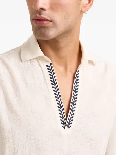 Orlebar Brown Ridley Embroidered Short-sleeve Top In Neutral