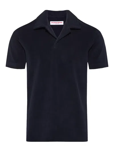 Orlebar Brown Terry Resort Polo-collar Top In Blue