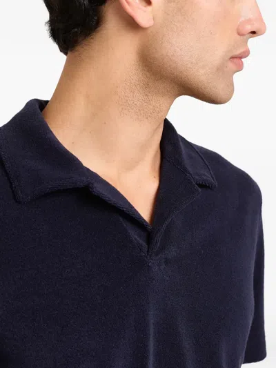 Orlebar Brown Terry Resort Polo-collar Top In Blue