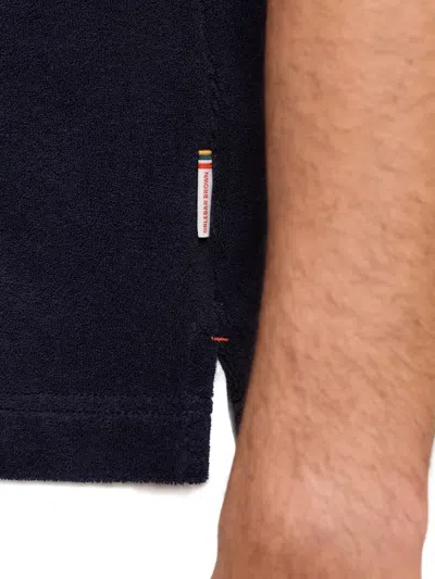 Orlebar Brown Terry Resort Polo-collar Top In Blue