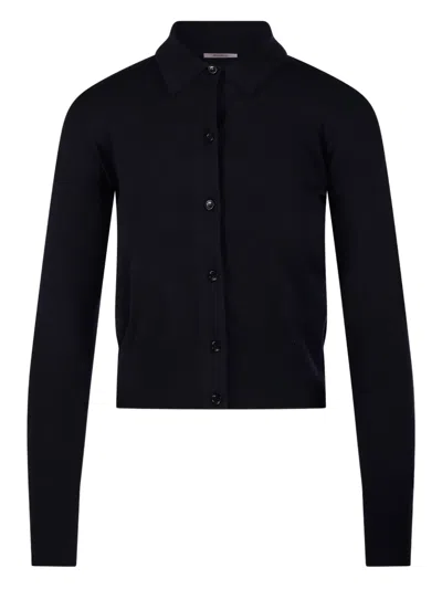 Max Mara Buttoned Collared Cardigan In Black