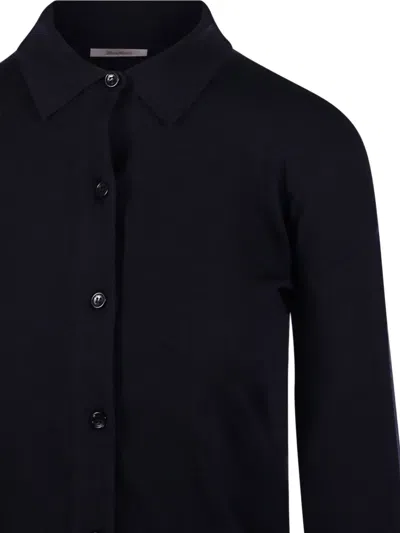 Max Mara Buttoned Collared Cardigan In Black