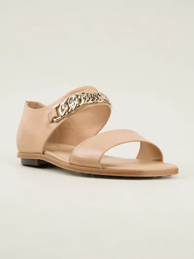 Tod's Chain Trim Sandals In Neutral