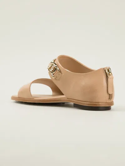 Tod's Chain Trim Sandals In Neutral
