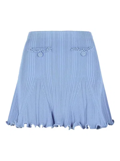 Self-portrait Flared-hem Mini Skirt In Blue