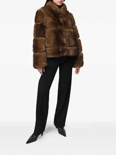 Apparis Sai Mink Coat In Brown
