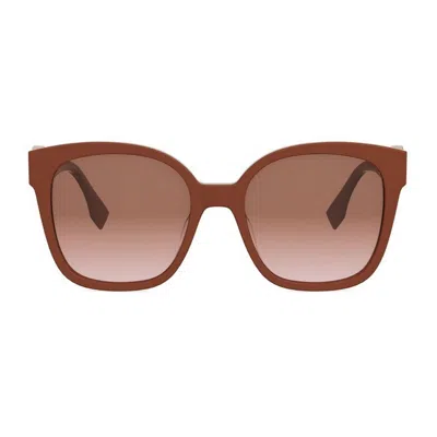 Fendi Ff Diamonds 55mm Gradient Square Sunglasses In Brown