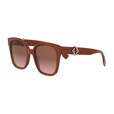 Fendi Ff Diamonds 55mm Gradient Square Sunglasses In Brown
