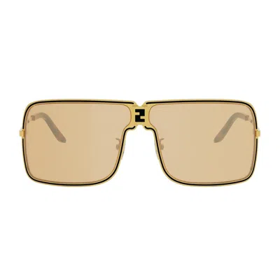 Fendi Fe40195u Ness 45e 45e Marrone Bronzato Sunglasses In Gold