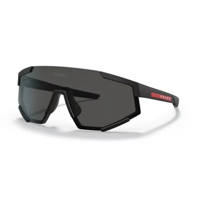 Prada Linea Rossa Ps04ws Dg006f Nero Effetto Gommato Sunglasses In Black