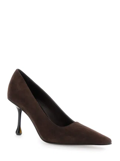 Jimmy Choo Ixia Brown Pumps With High Sculpted Heel In Suede Woman In Brown
