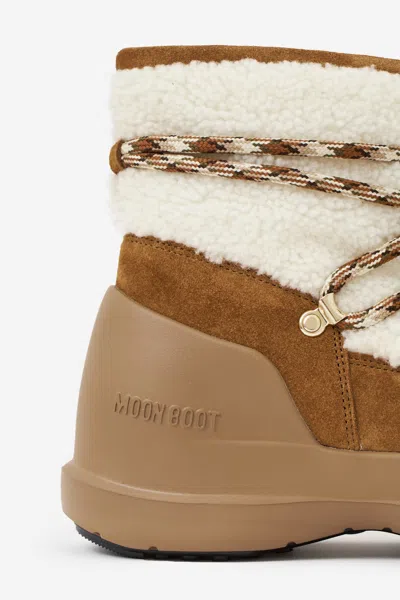 Moon Boot Shearling And Suede Winter Boots In White