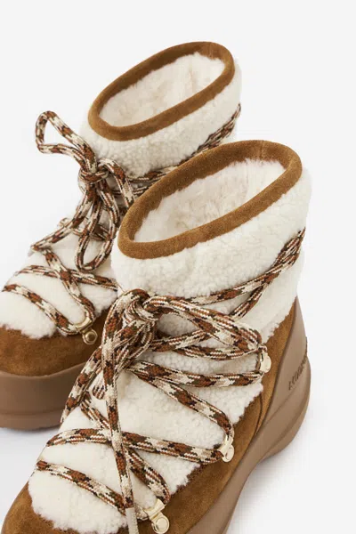 Moon Boot Shearling And Suede Winter Boots In White
