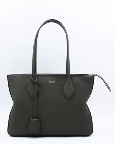 Ferragamo Black Leather Star Tote In Pattern