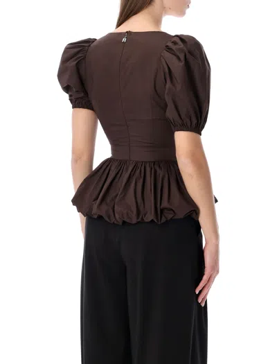 Rotate Birger Christensen Flower Intarsia Top In Brown