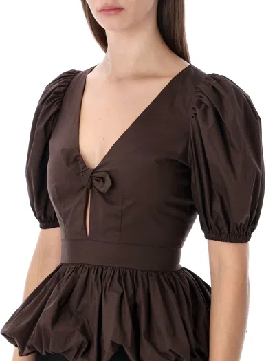 Rotate Birger Christensen Flower Intarsia Top In Brown