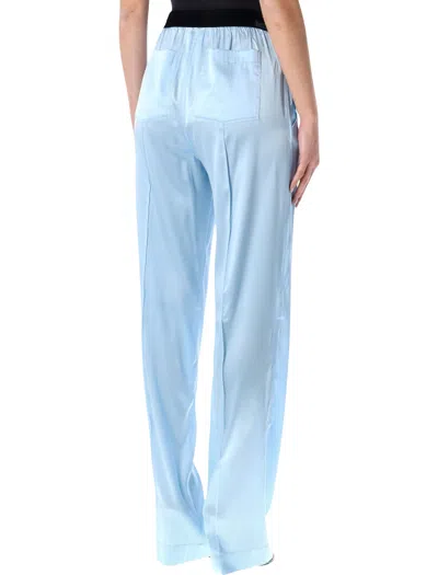 Tom Ford Silk Satin Relaxed Pijama Trousers Waistband In Blue