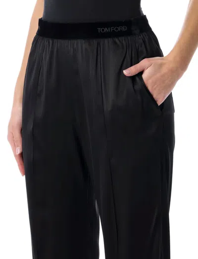 Tom Ford Stretch Silk Satin Pj Pants In Black