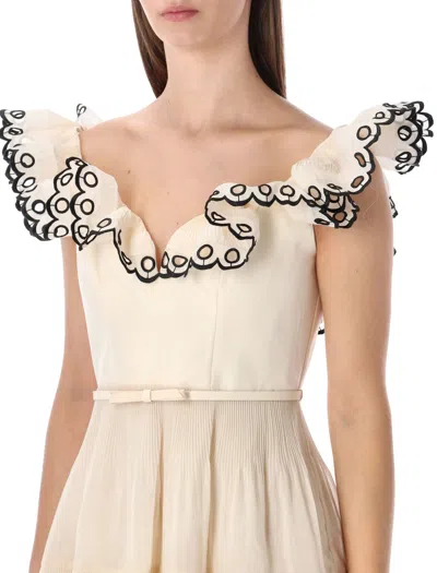 Zimmermann Frilled Mini Dress In Neutral