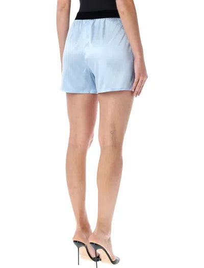 Tom Ford Stretch Silk Satin Relaxed Pj Shorts In Blue