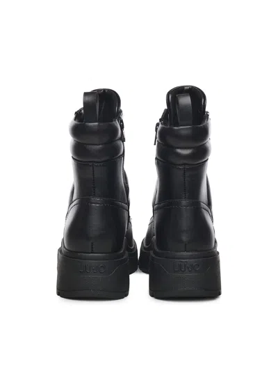 Liu •jo Andrea Leather Combat Boots In Black