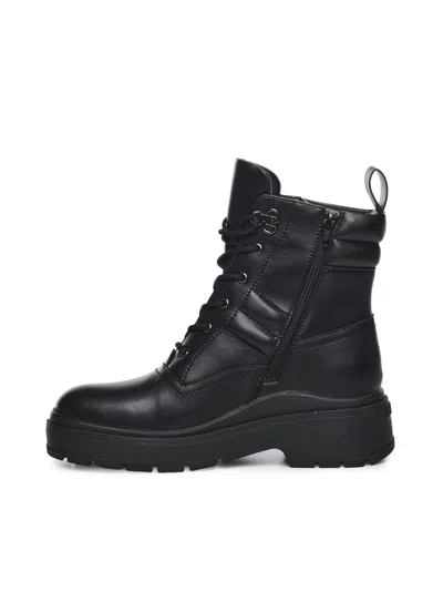 Liu •jo Andrea Leather Combat Boots In Black