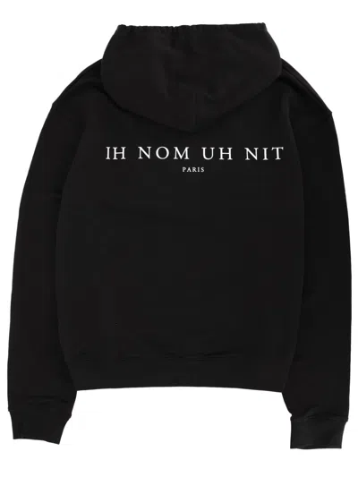 Ih Nom Uh Nit Graphic Hooded Sweater Kangaroo Pocket In Black