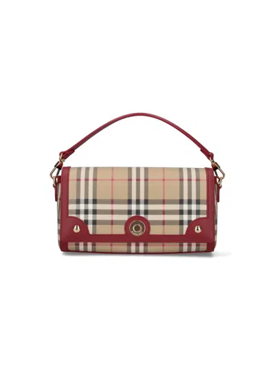 Burberry Check Leather Trim Crossbody Bag In Neutral