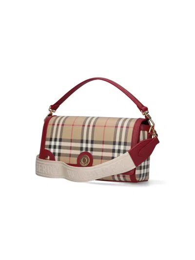 Burberry Check Leather Trim Crossbody Bag In Neutral