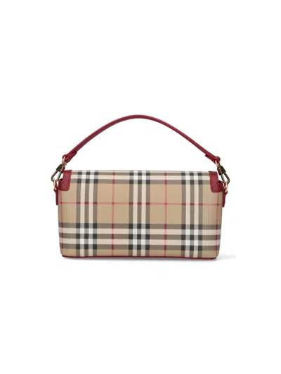 Burberry Check Leather Trim Crossbody Bag In Neutral