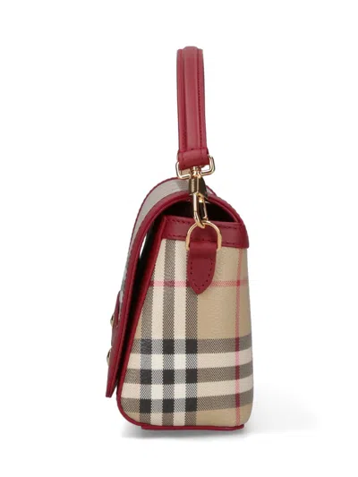 Burberry Check Leather Trim Crossbody Bag In Neutral