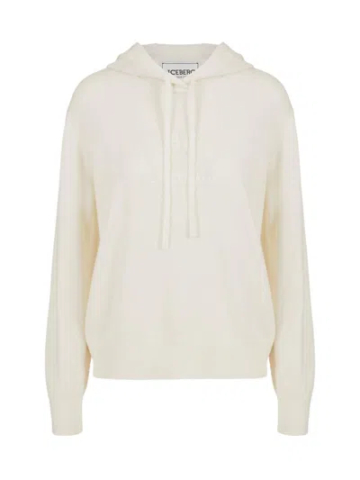 Iceberg Logo Hooded Sweatshirt In White
