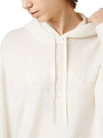 Iceberg Logo Hooded Sweatshirt In White
