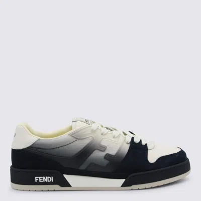 Fendi Match Sneaker In White Leather And Blue Suede Men In Black