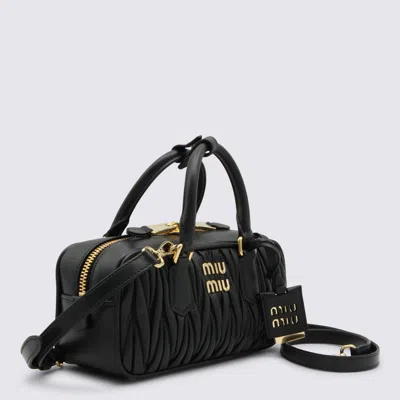 Miu Miu Black Leather Top Handle Bag In Black