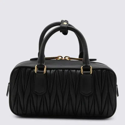 Miu Miu Black Leather Top Handle Bag In Black