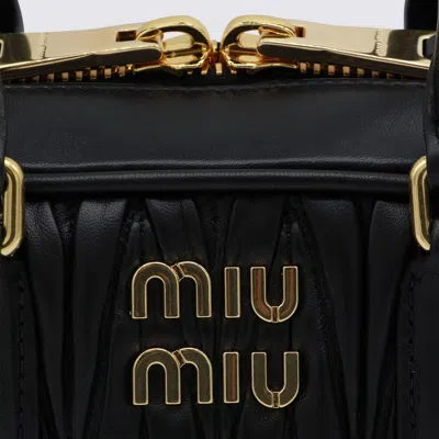 Miu Miu Black Leather Top Handle Bag In Black