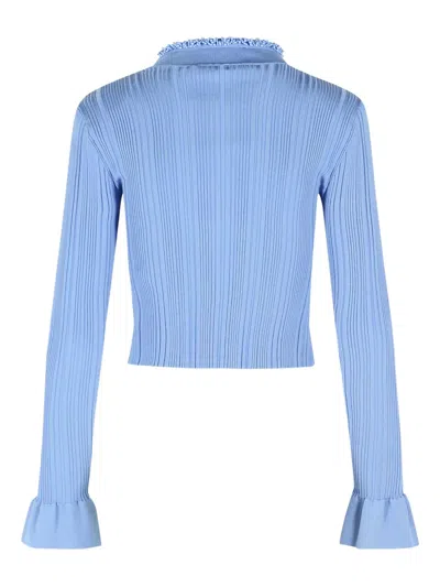 Self-portrait Flared-sleeve Cardigan In Blue