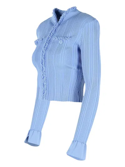 Self-portrait Flared-sleeve Cardigan In Blue