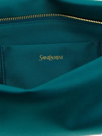 Saint Laurent Medium Cassandre-charm Clutch Bag In Green
