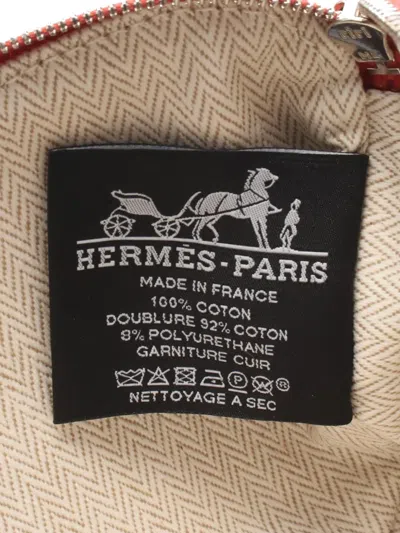Pre-owned Hermes 2010-2025 Toile Echappé Vermillion Pouch In Orange