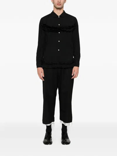 Black Comme Des Garçons Ruffled Buttoned Shirt In Black