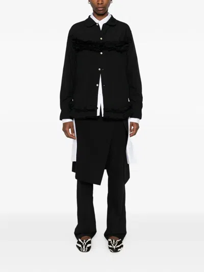 Black Comme Des Garçons Ruffled Buttoned Shirt In Black