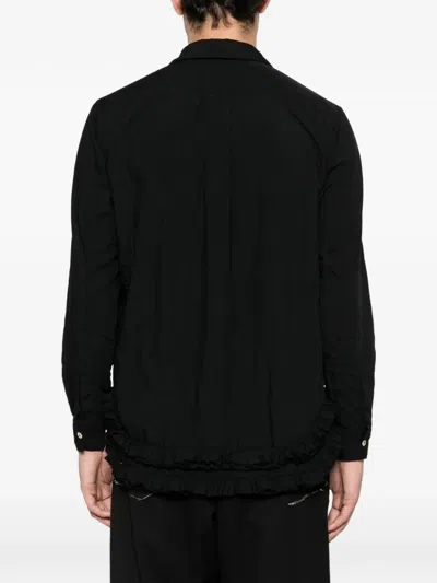 Black Comme Des Garçons Ruffled Buttoned Shirt In Black