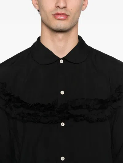 Black Comme Des Garçons Ruffled Buttoned Shirt In Black