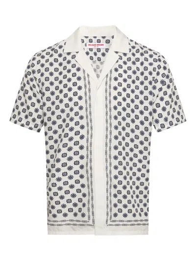 Orlebar Brown Maitan Geometric-print Shirt In White