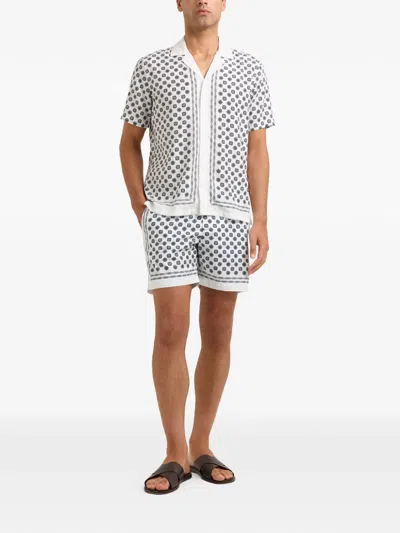 Orlebar Brown Maitan Geometric-print Shirt In White