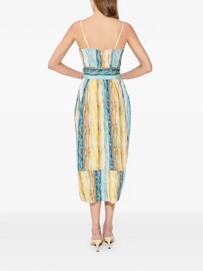 Rosie Assoulin Artichoke Striped Belted Midi Dress In Multi