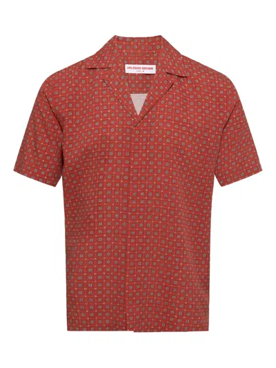Orlebar Brown Maitan Geometric-print Shirt In Red